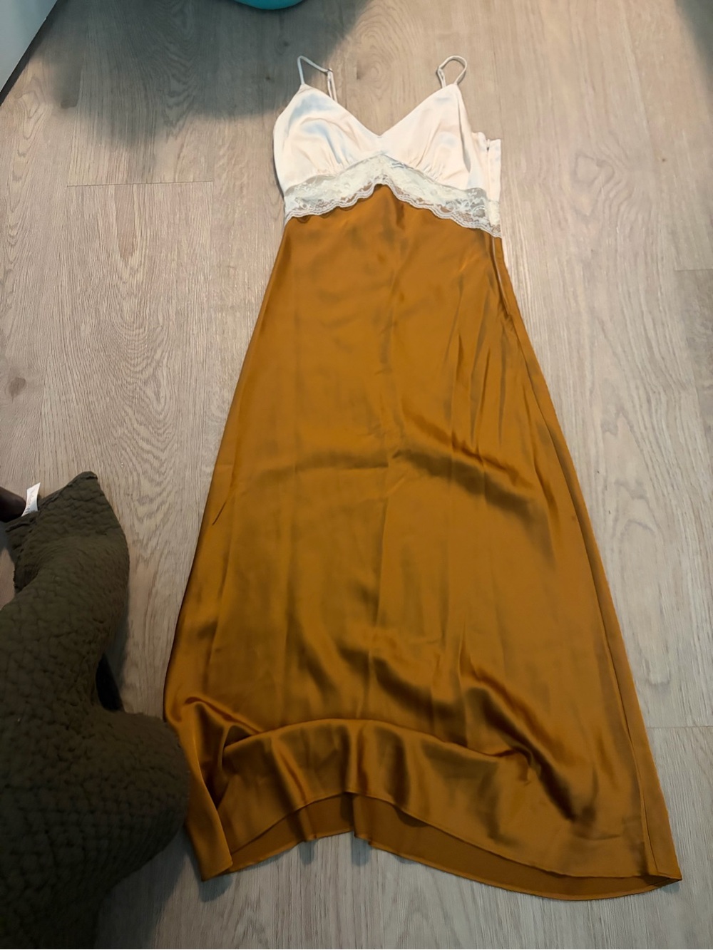 Abercrombie & Fitch Ivory Lace Bodice Maxi with Mustard Skirt